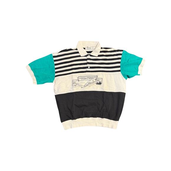 VTG KENNY ROGERS Color block Polo Shirt Men’s Sz M Cream Short Sleeves - Picture 5 of 8